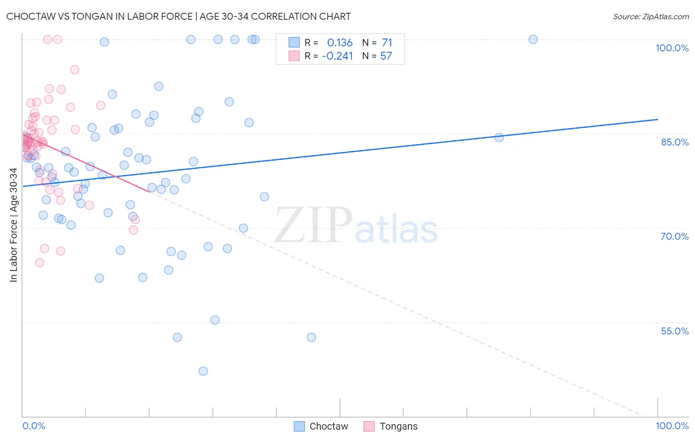 Choctaw vs Tongan In Labor Force | Age 30-34