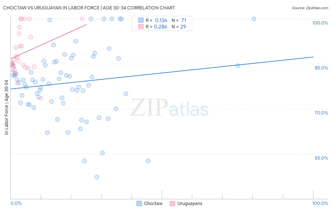 Choctaw vs Uruguayan In Labor Force | Age 30-34