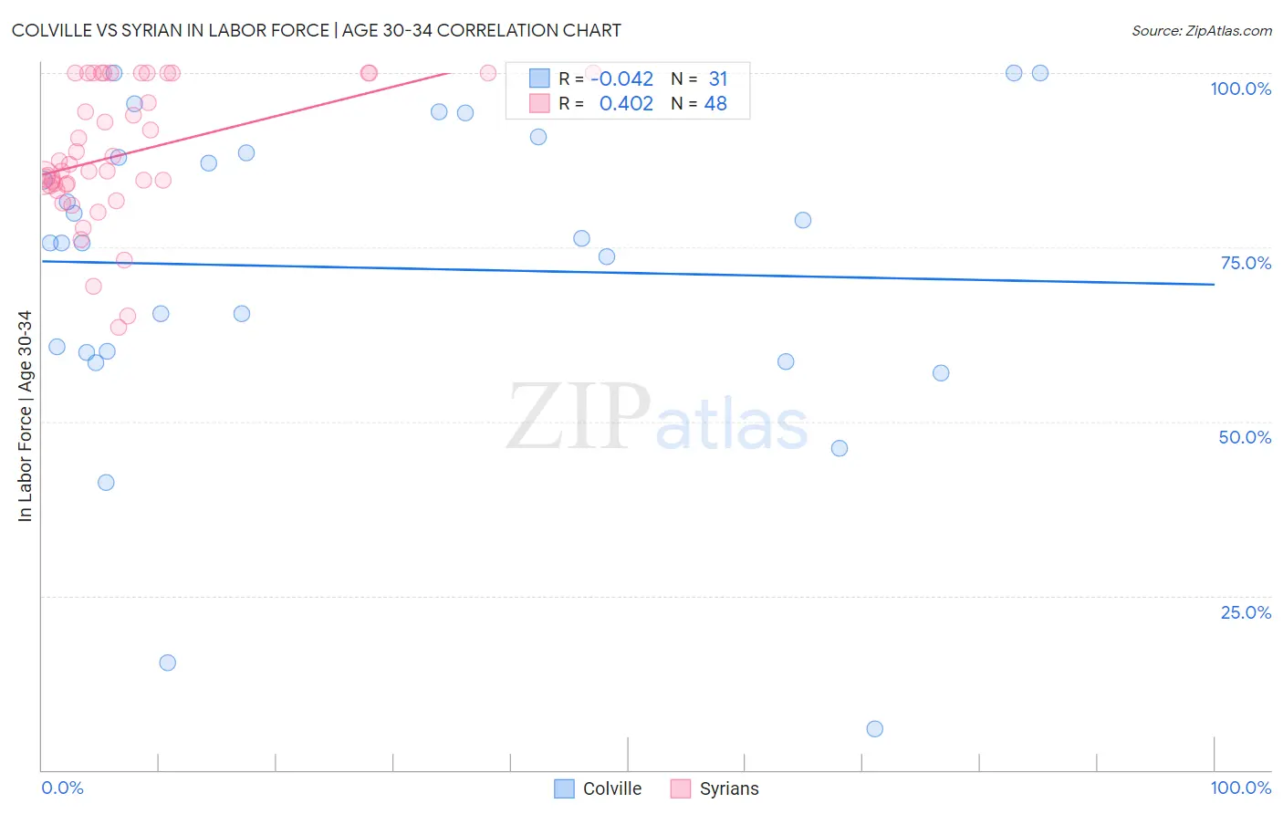 Colville vs Syrian In Labor Force | Age 30-34