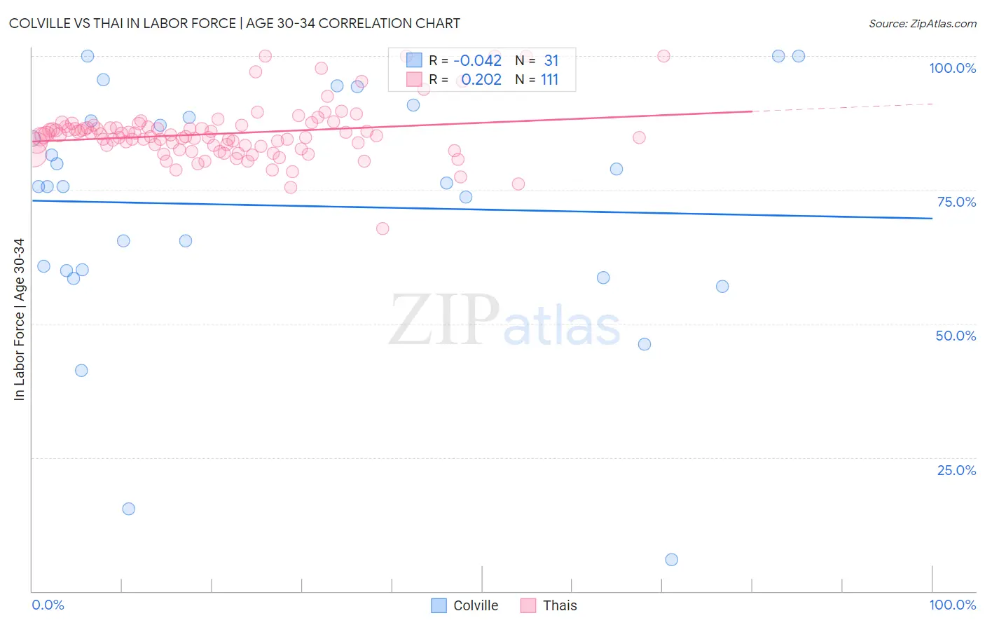 Colville vs Thai In Labor Force | Age 30-34