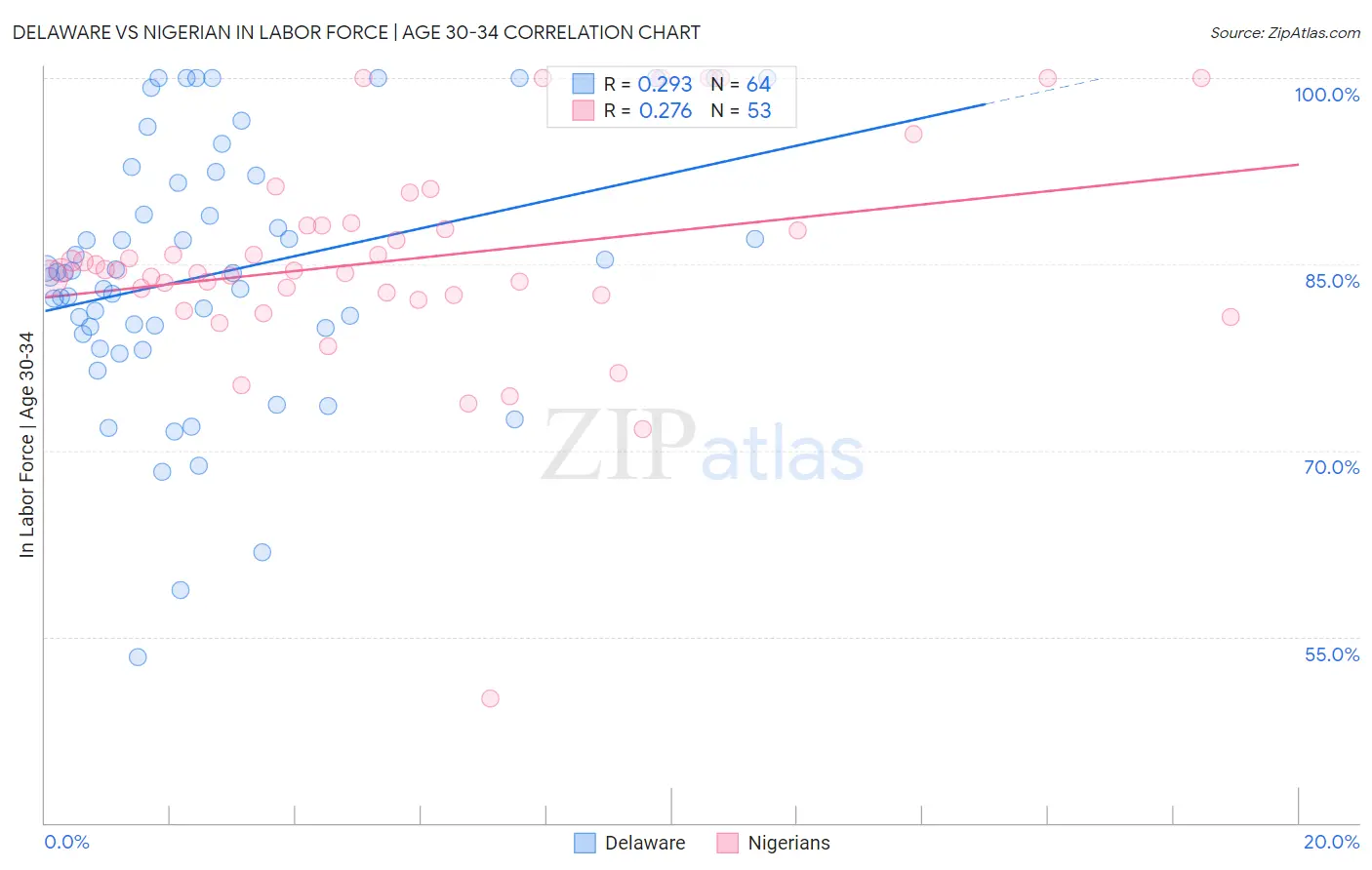 Delaware vs Nigerian In Labor Force | Age 30-34