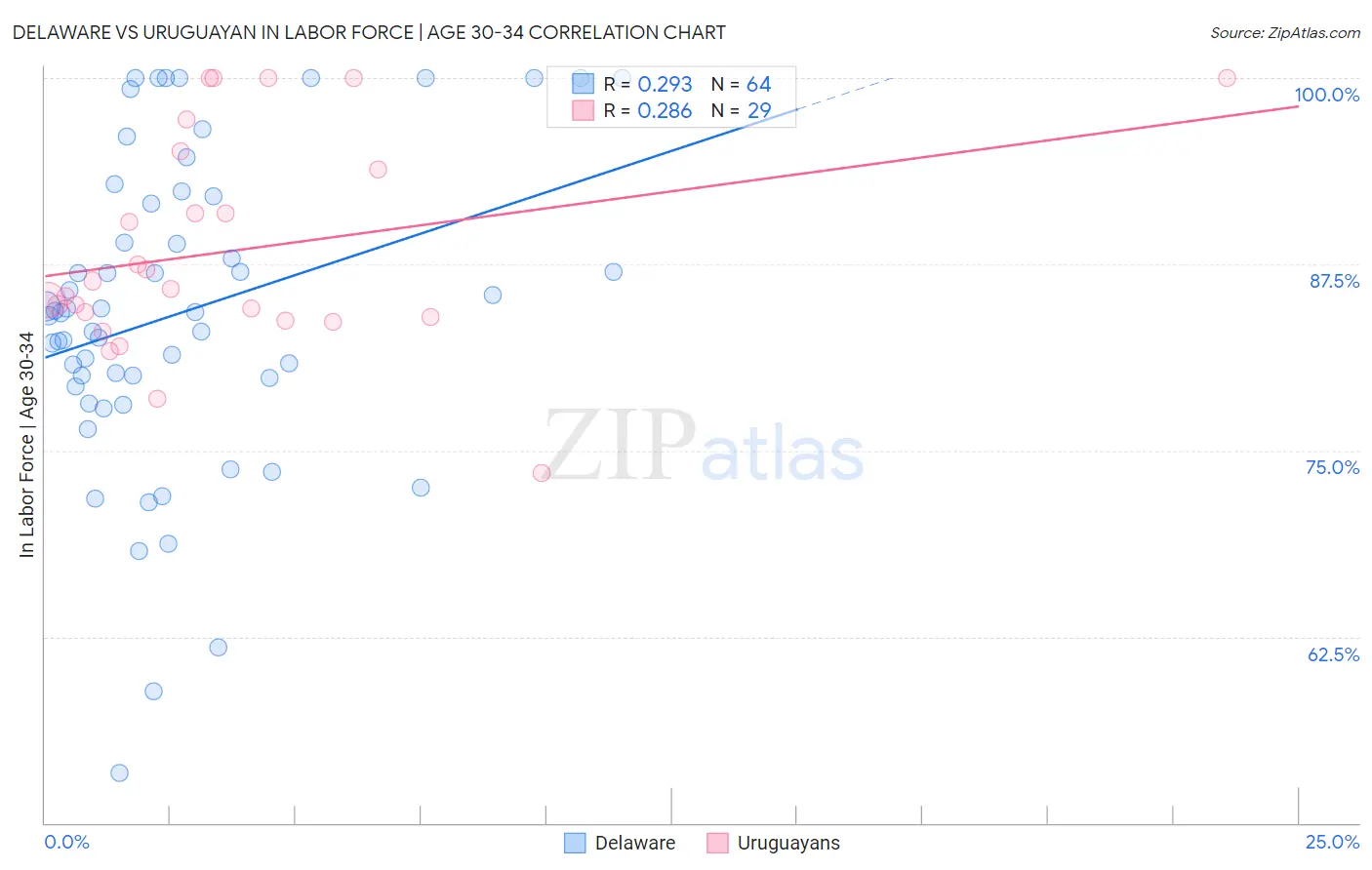 Delaware vs Uruguayan In Labor Force | Age 30-34