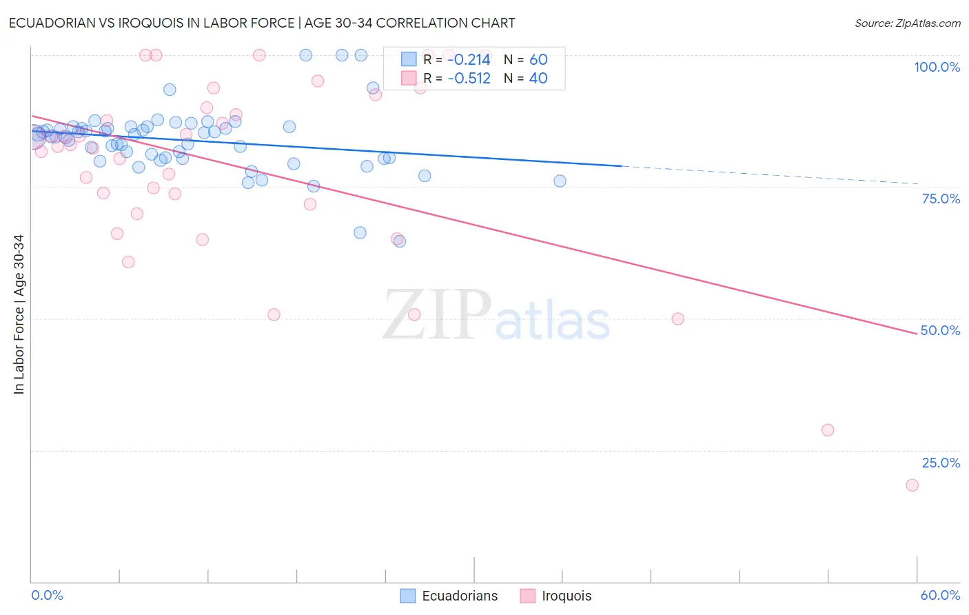 Ecuadorian vs Iroquois In Labor Force | Age 30-34
