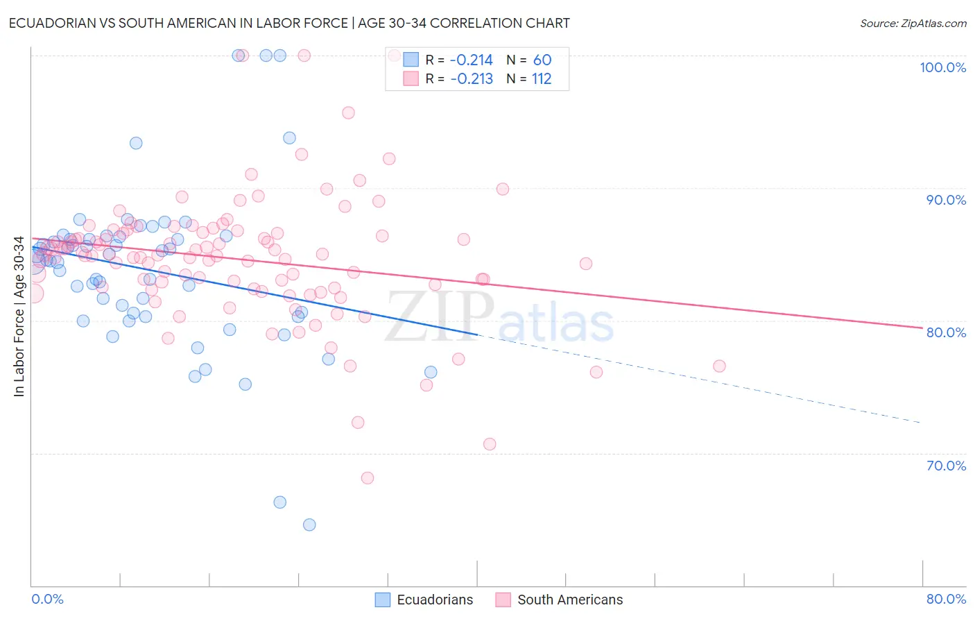 Ecuadorian vs South American In Labor Force | Age 30-34