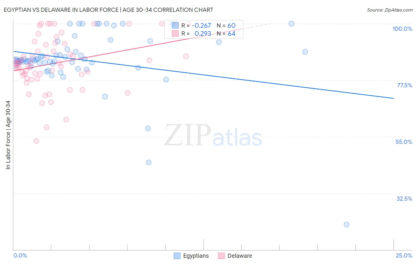 Egyptian vs Delaware In Labor Force | Age 30-34
