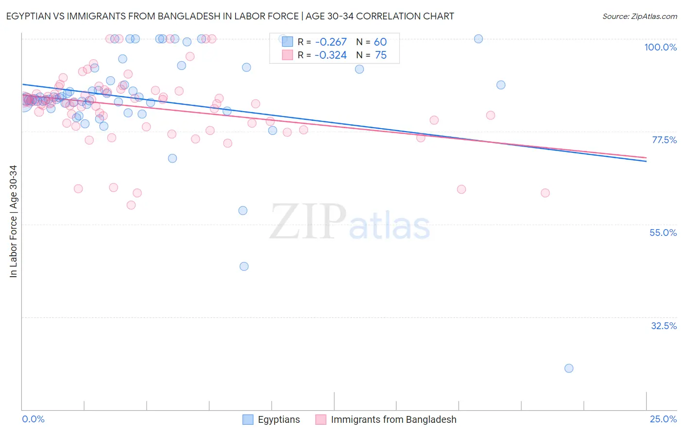 Egyptian vs Immigrants from Bangladesh In Labor Force | Age 30-34