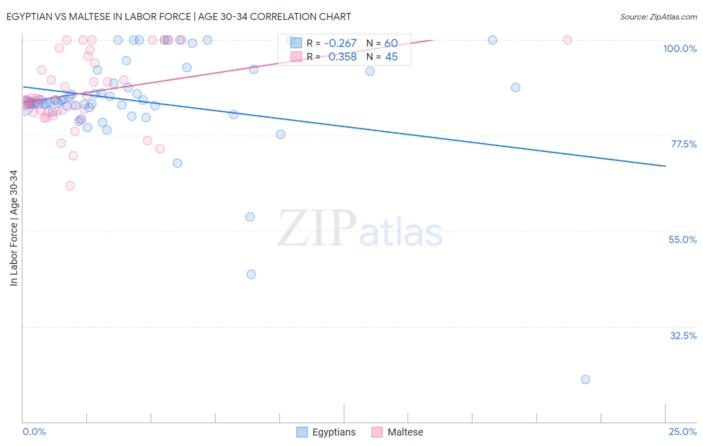 Egyptian vs Maltese In Labor Force | Age 30-34