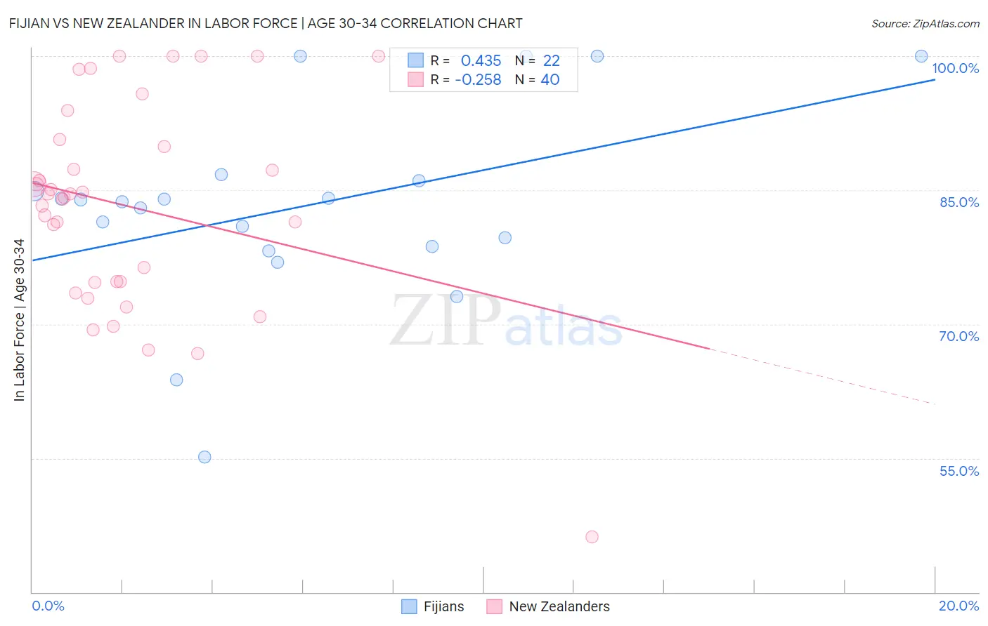 Fijian vs New Zealander In Labor Force | Age 30-34