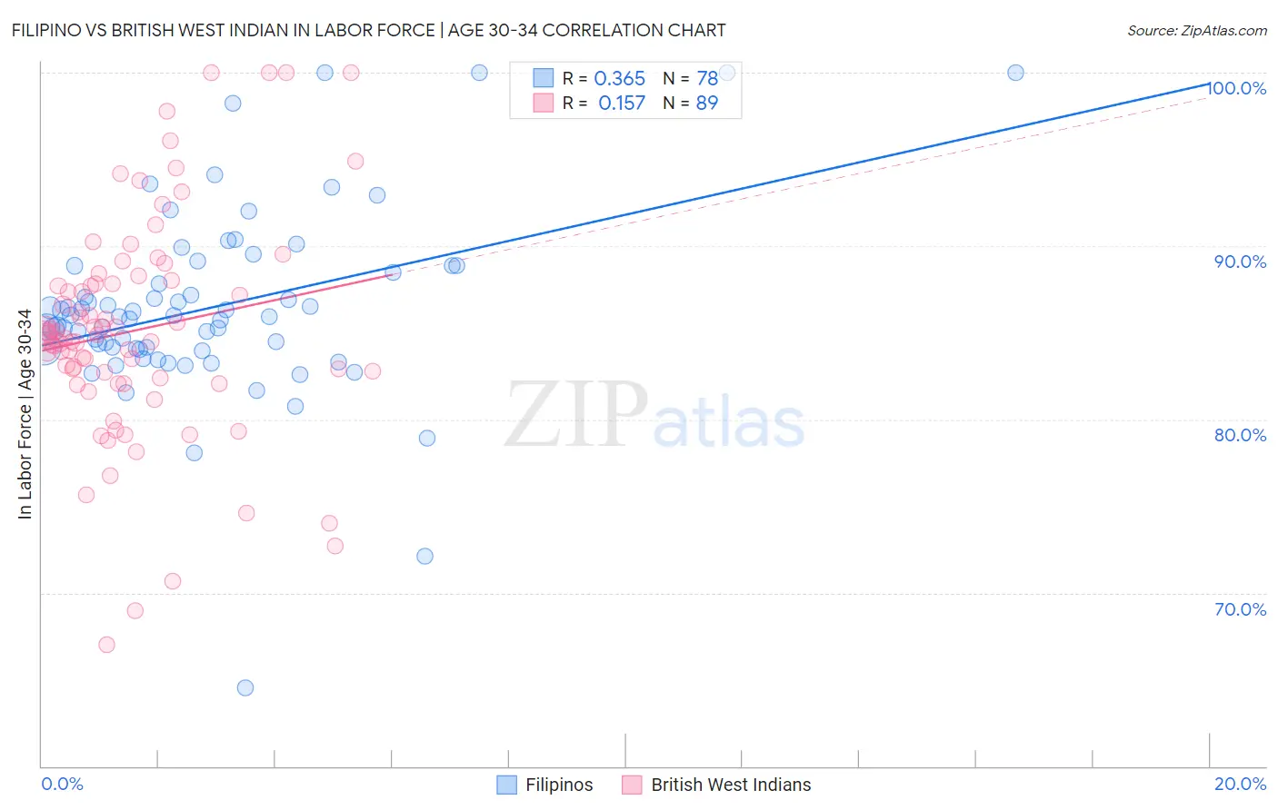 Filipino vs British West Indian In Labor Force | Age 30-34