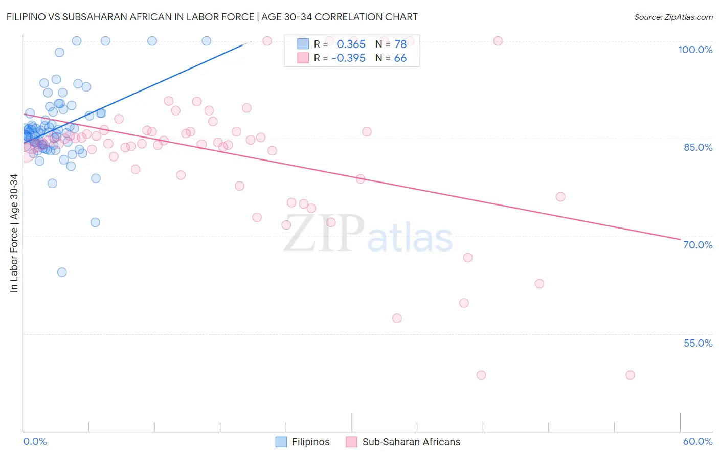 Filipino vs Subsaharan African In Labor Force | Age 30-34
