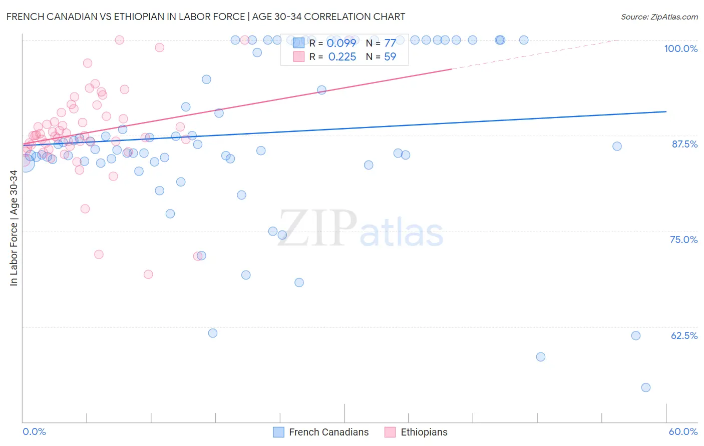 French Canadian vs Ethiopian In Labor Force | Age 30-34