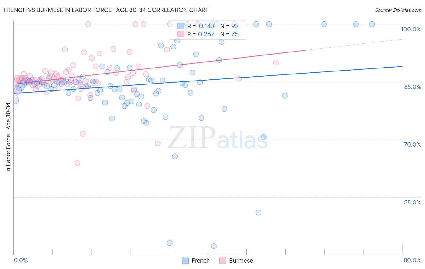 French vs Burmese In Labor Force | Age 30-34