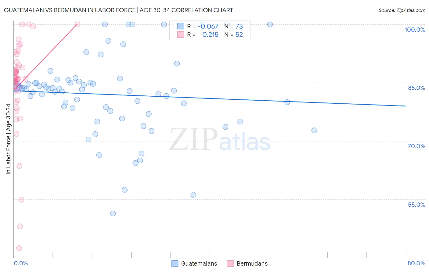 Guatemalan vs Bermudan In Labor Force | Age 30-34