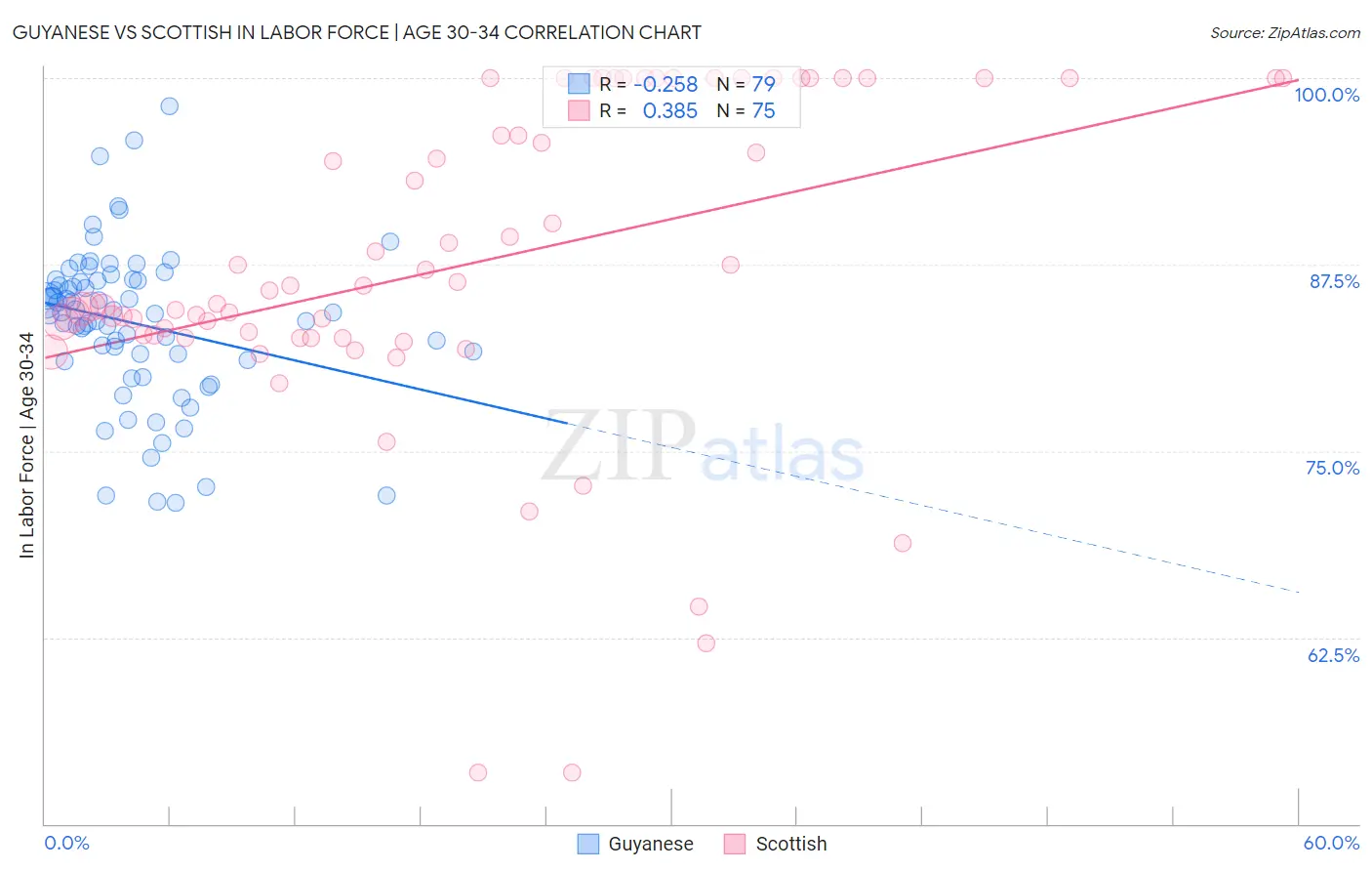 Guyanese vs Scottish In Labor Force | Age 30-34
