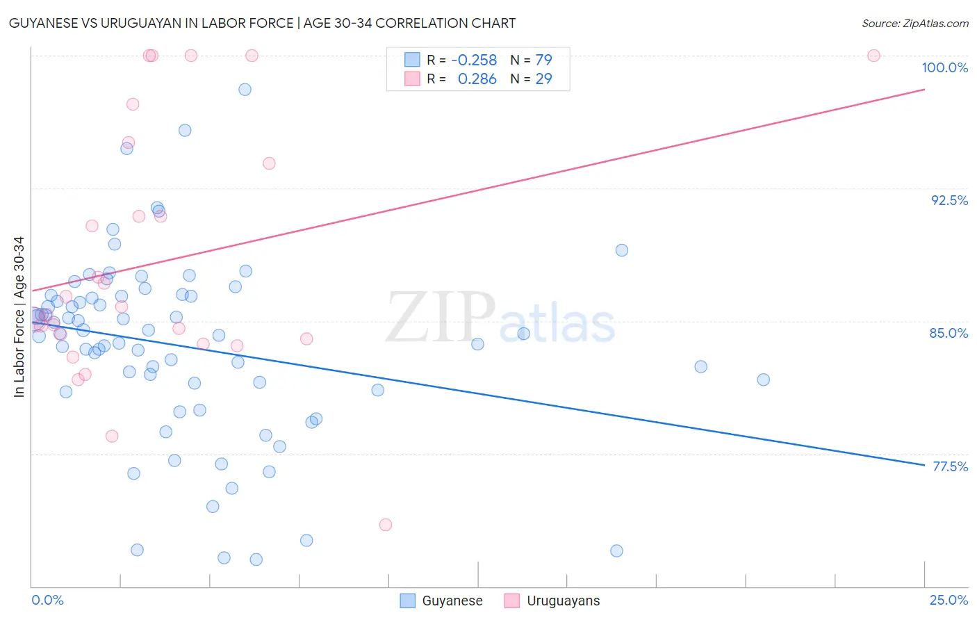 Guyanese vs Uruguayan In Labor Force | Age 30-34