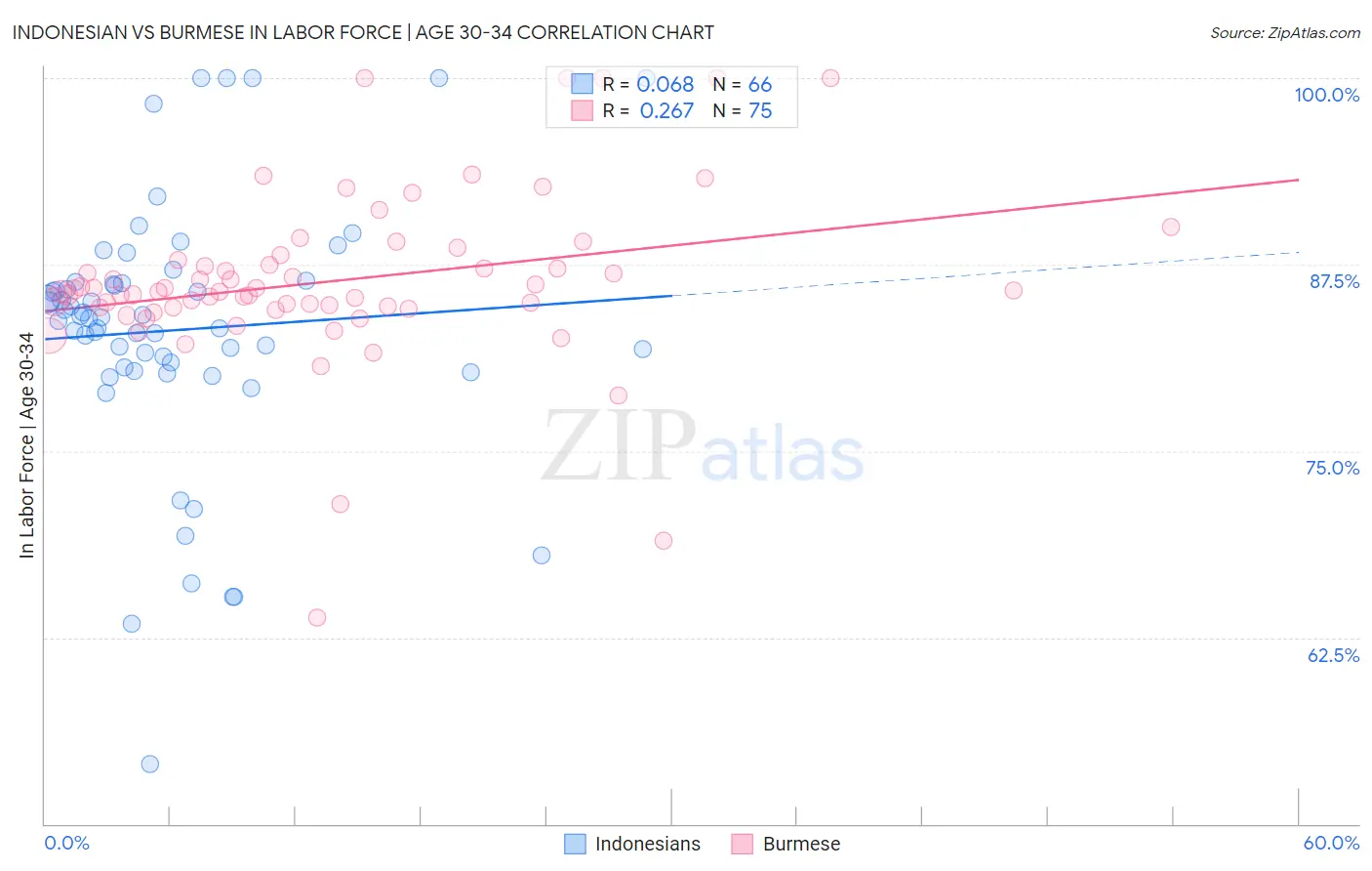 Indonesian vs Burmese In Labor Force | Age 30-34