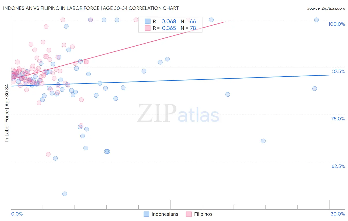 Indonesian vs Filipino In Labor Force | Age 30-34