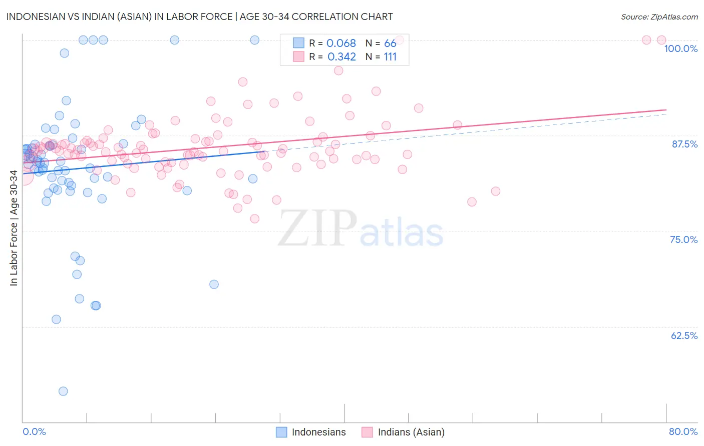 Indonesian vs Indian (Asian) In Labor Force | Age 30-34