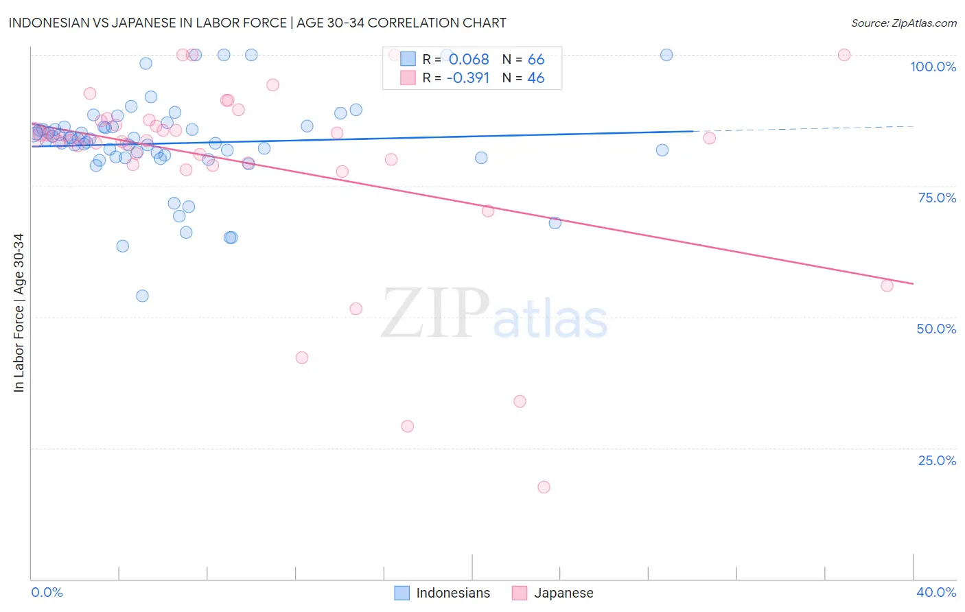 Indonesian vs Japanese In Labor Force | Age 30-34