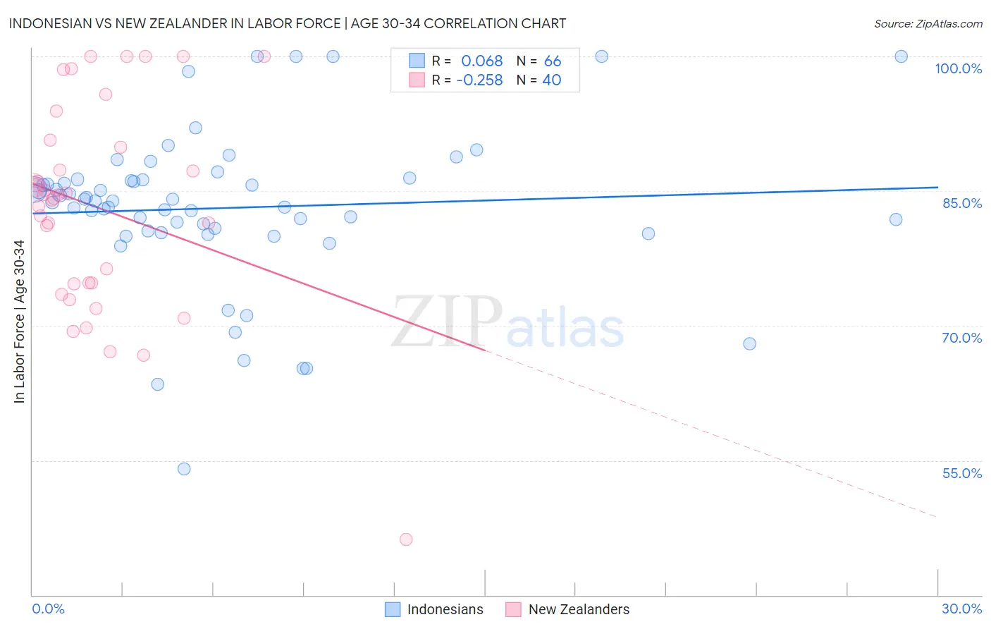 Indonesian vs New Zealander In Labor Force | Age 30-34