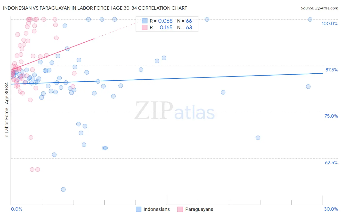 Indonesian vs Paraguayan In Labor Force | Age 30-34