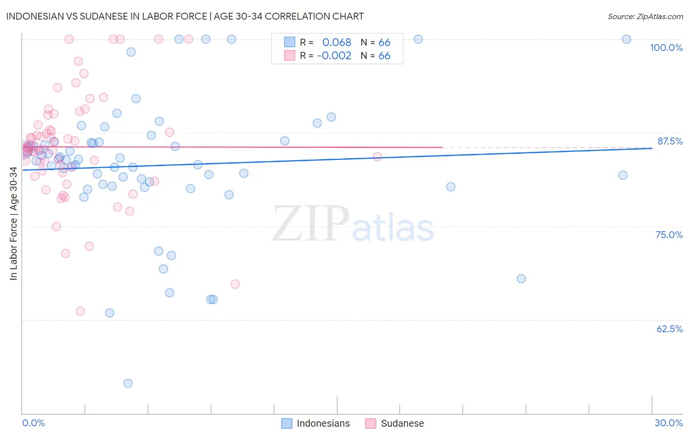 Indonesian vs Sudanese In Labor Force | Age 30-34