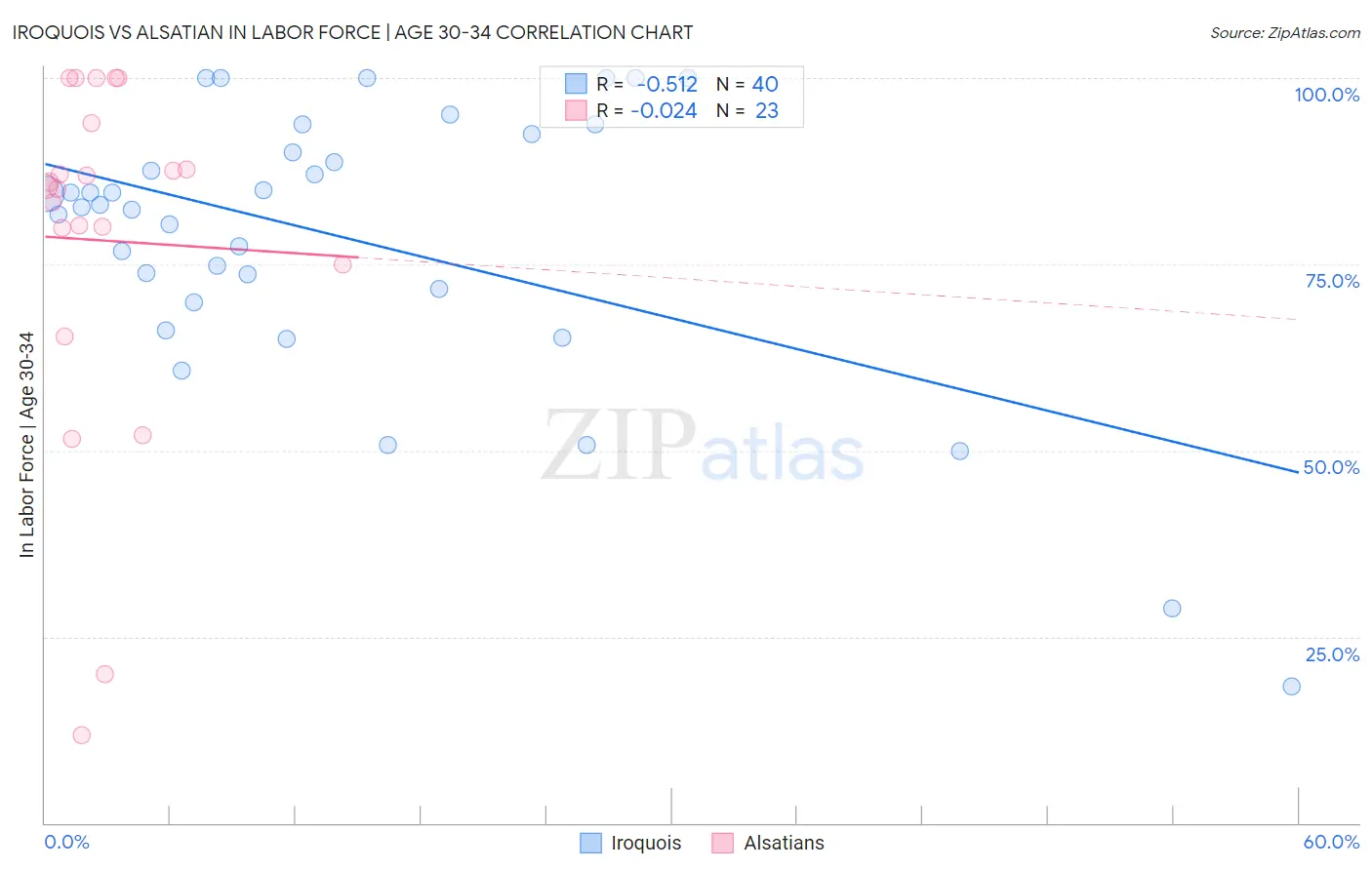 Iroquois vs Alsatian In Labor Force | Age 30-34