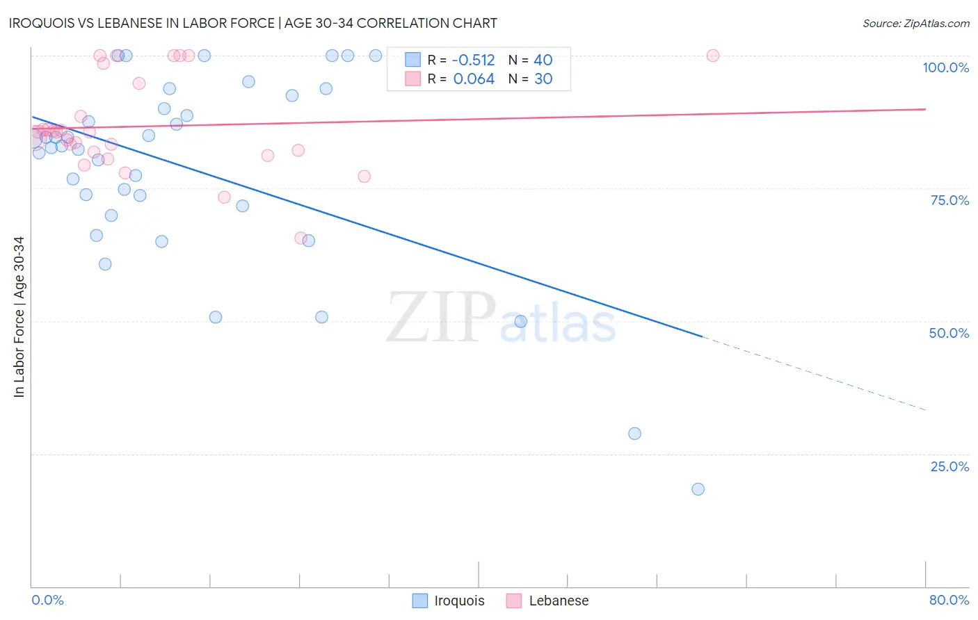 Iroquois vs Lebanese In Labor Force | Age 30-34