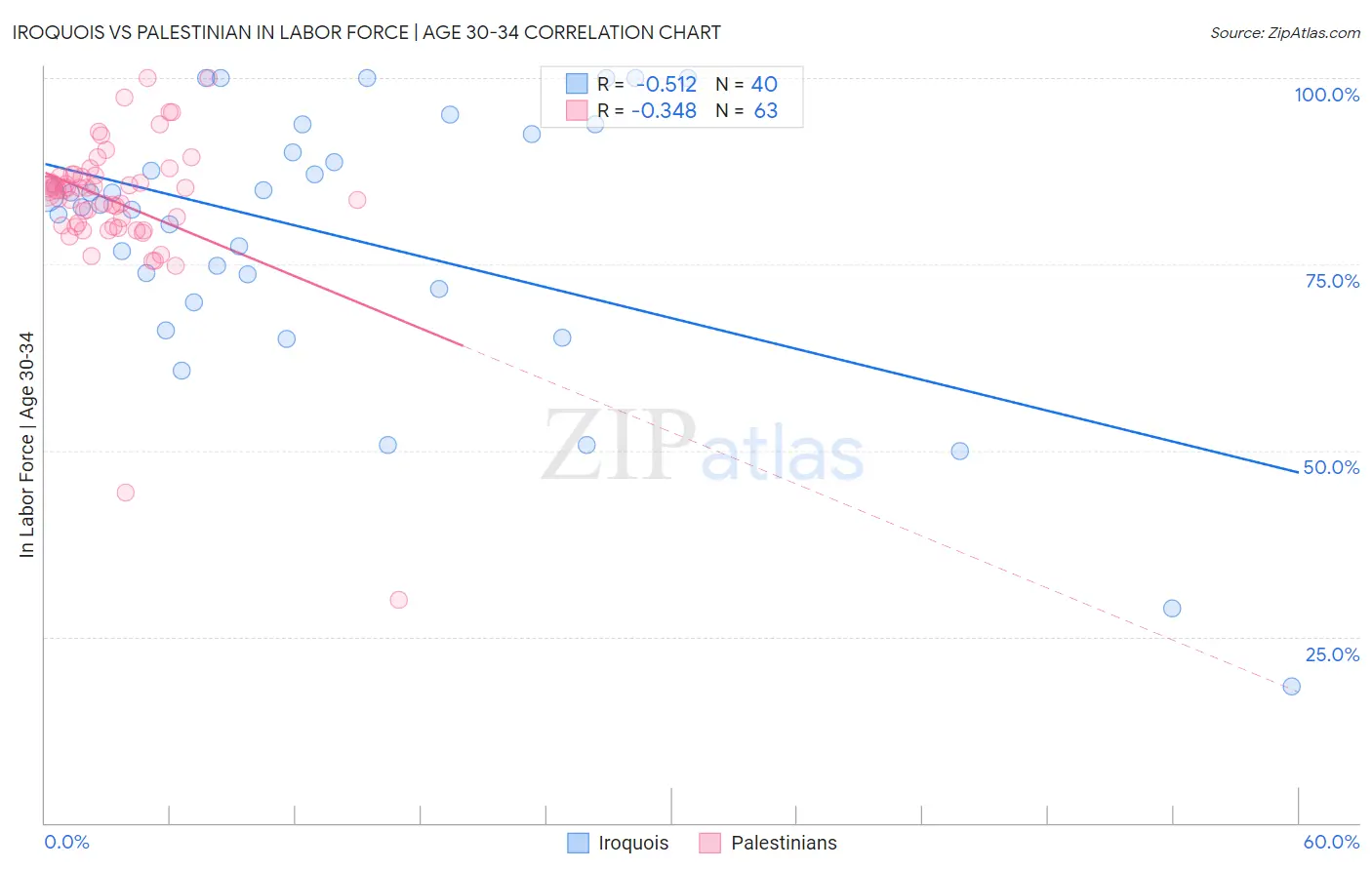 Iroquois vs Palestinian In Labor Force | Age 30-34