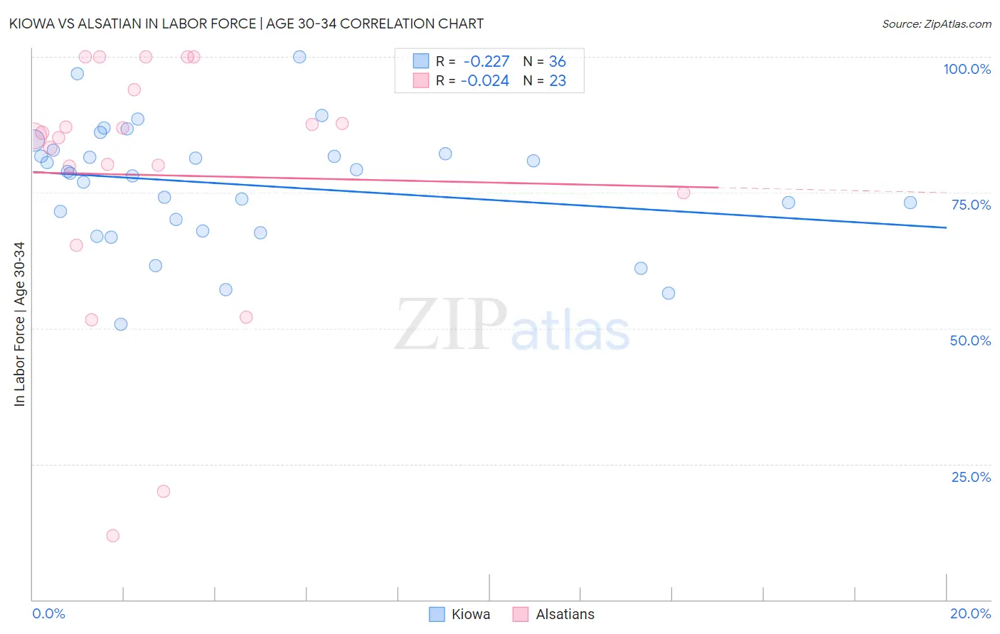 Kiowa vs Alsatian In Labor Force | Age 30-34