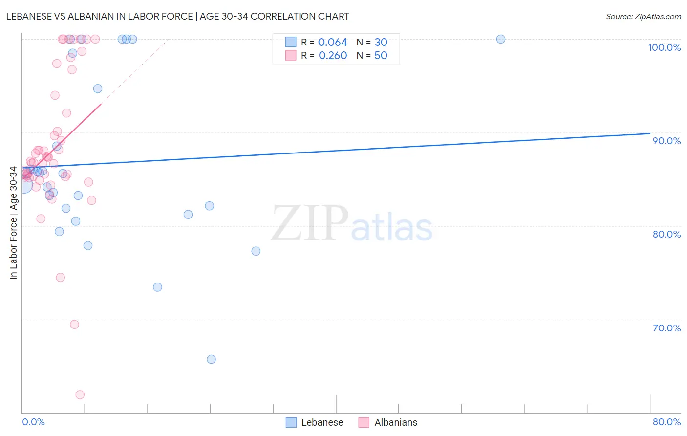 Lebanese vs Albanian In Labor Force | Age 30-34