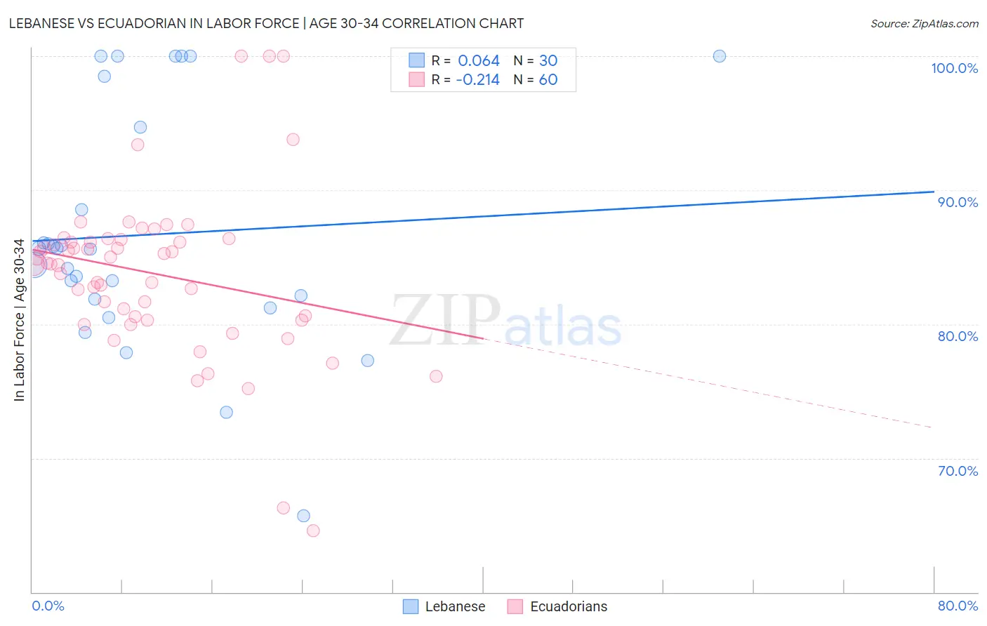 Lebanese vs Ecuadorian In Labor Force | Age 30-34