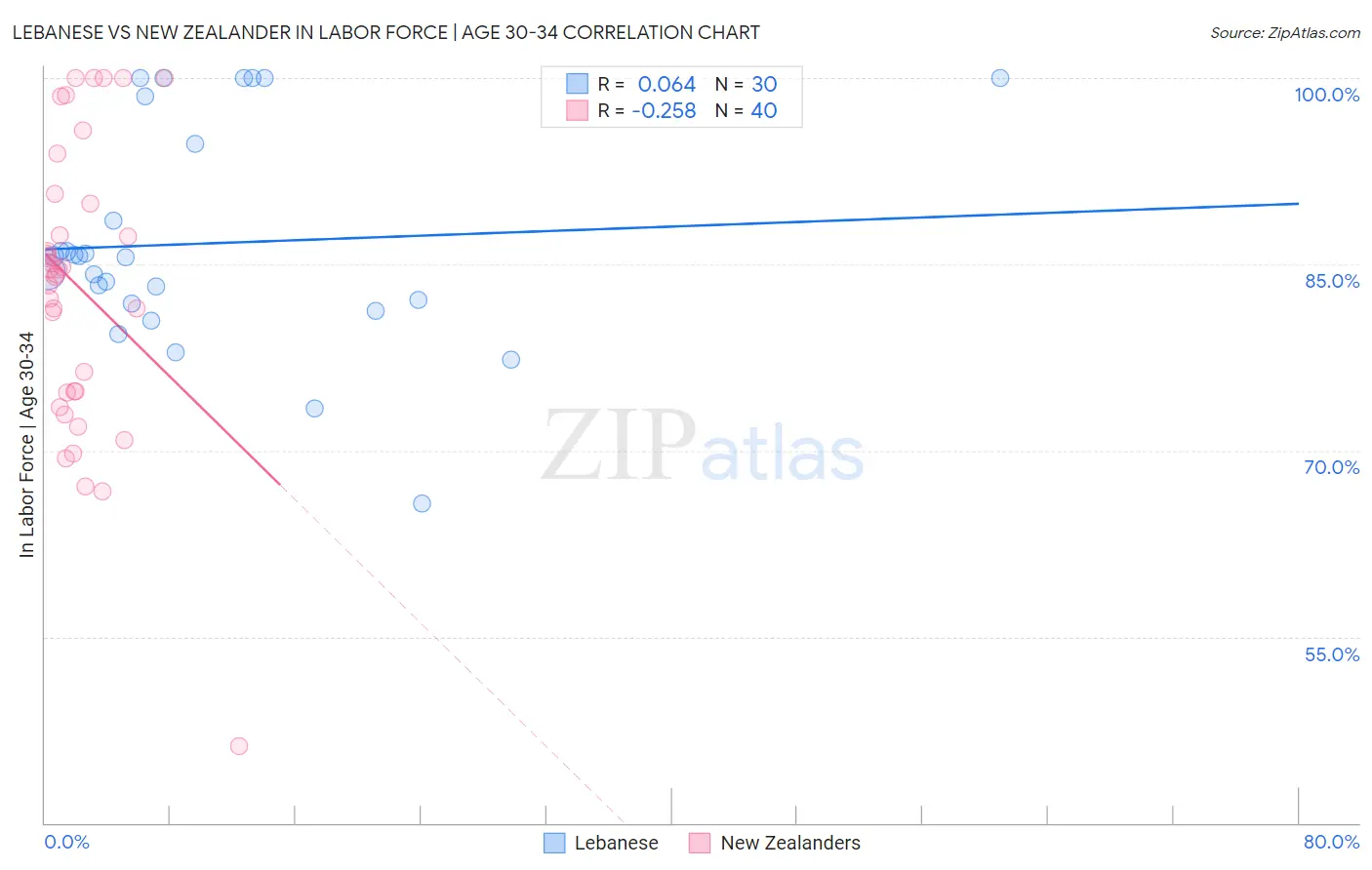 Lebanese vs New Zealander In Labor Force | Age 30-34