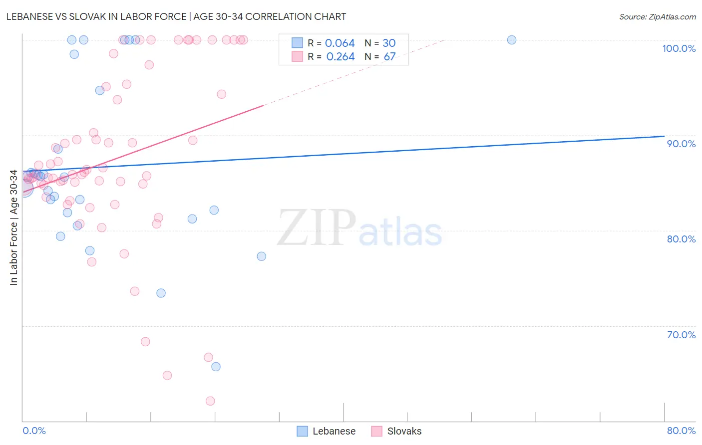 Lebanese vs Slovak In Labor Force | Age 30-34