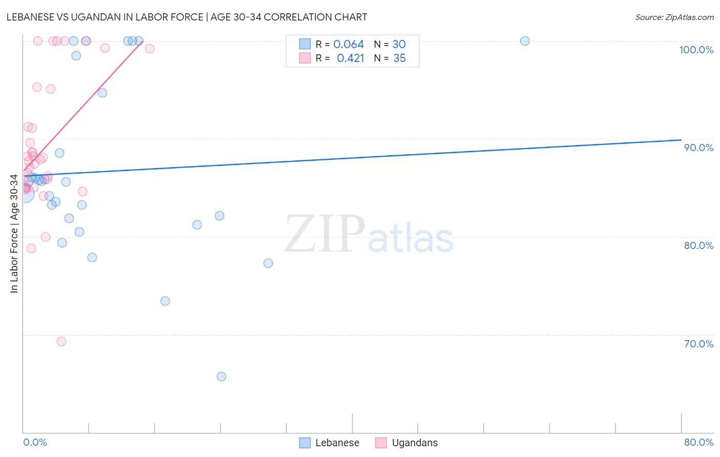 Lebanese vs Ugandan In Labor Force | Age 30-34