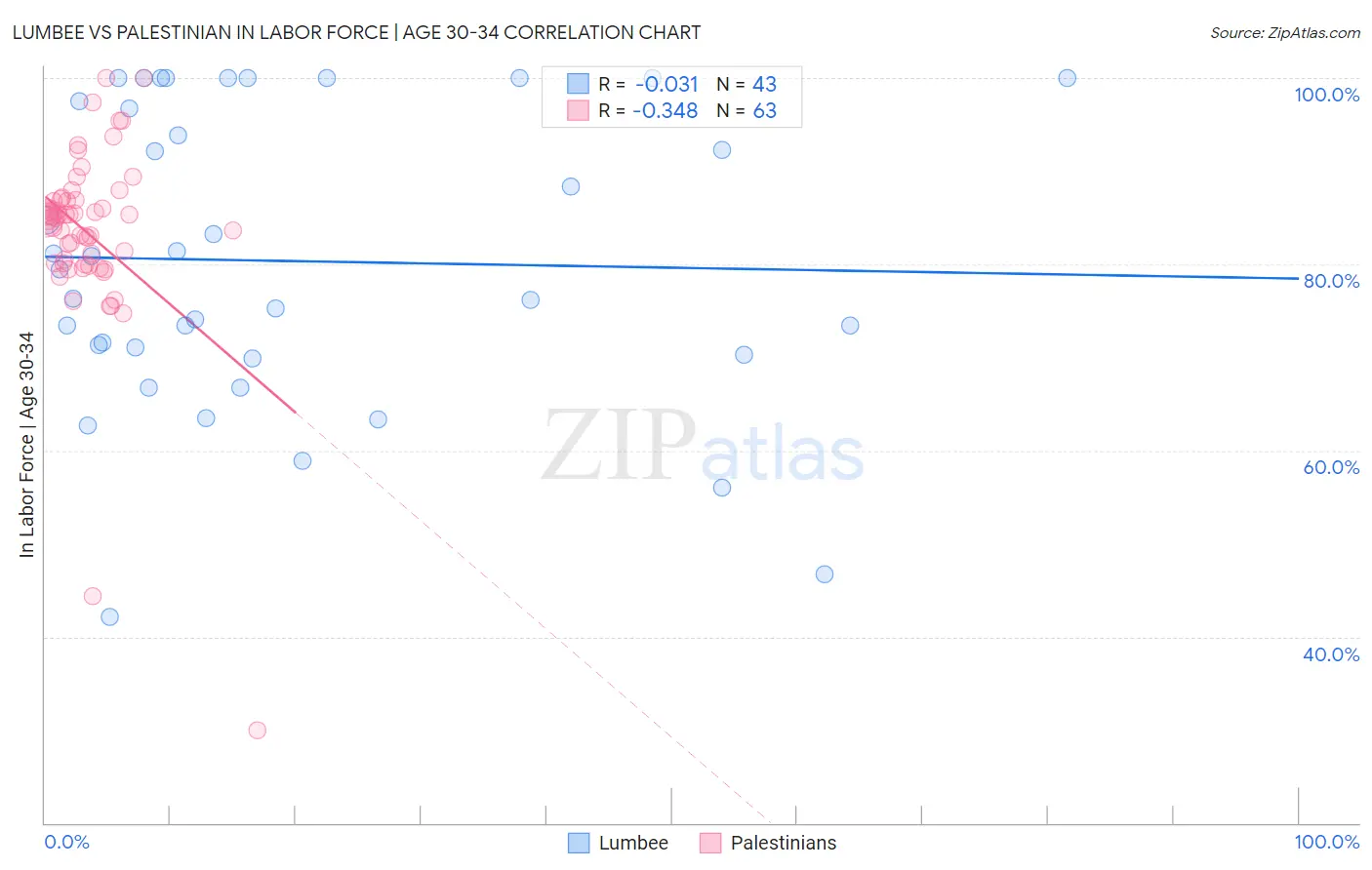 Lumbee vs Palestinian In Labor Force | Age 30-34