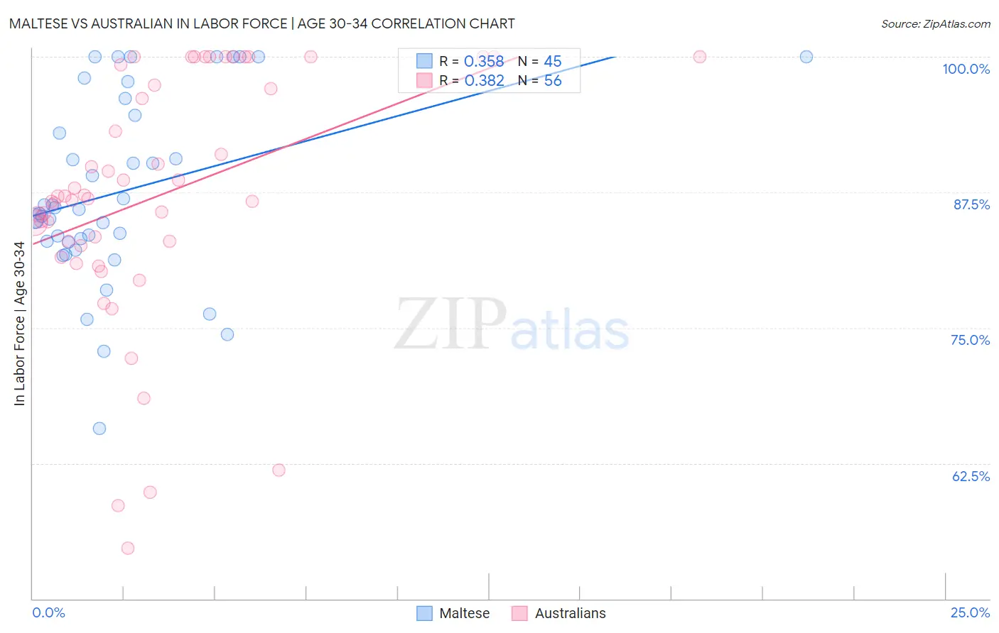 Maltese vs Australian In Labor Force | Age 30-34