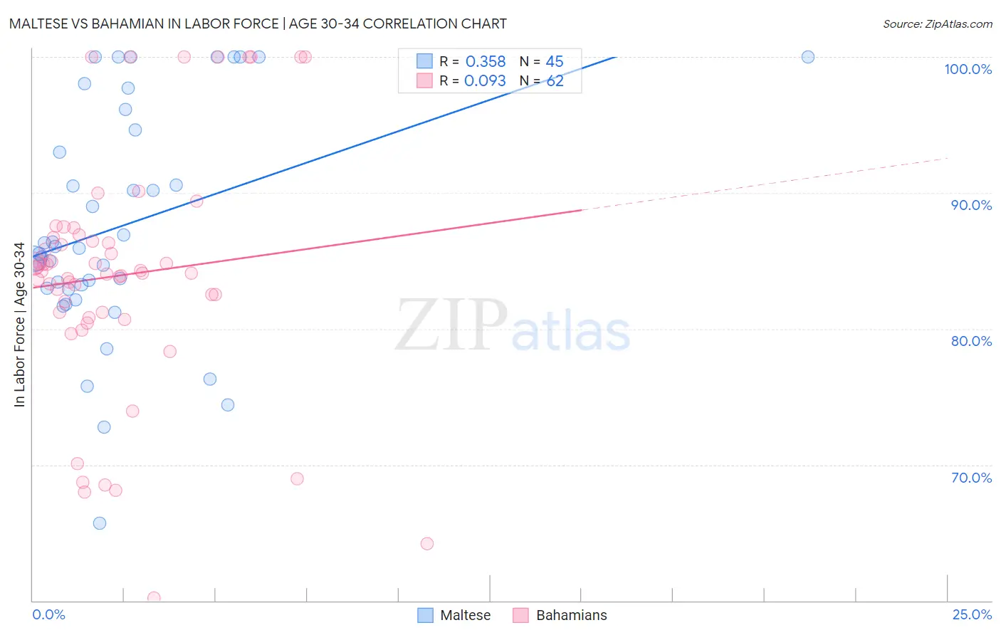 Maltese vs Bahamian In Labor Force | Age 30-34
