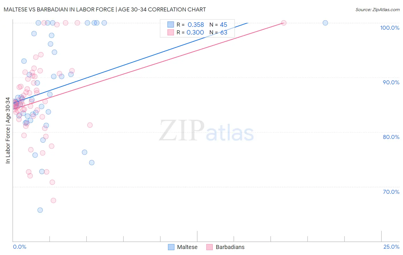 Maltese vs Barbadian In Labor Force | Age 30-34