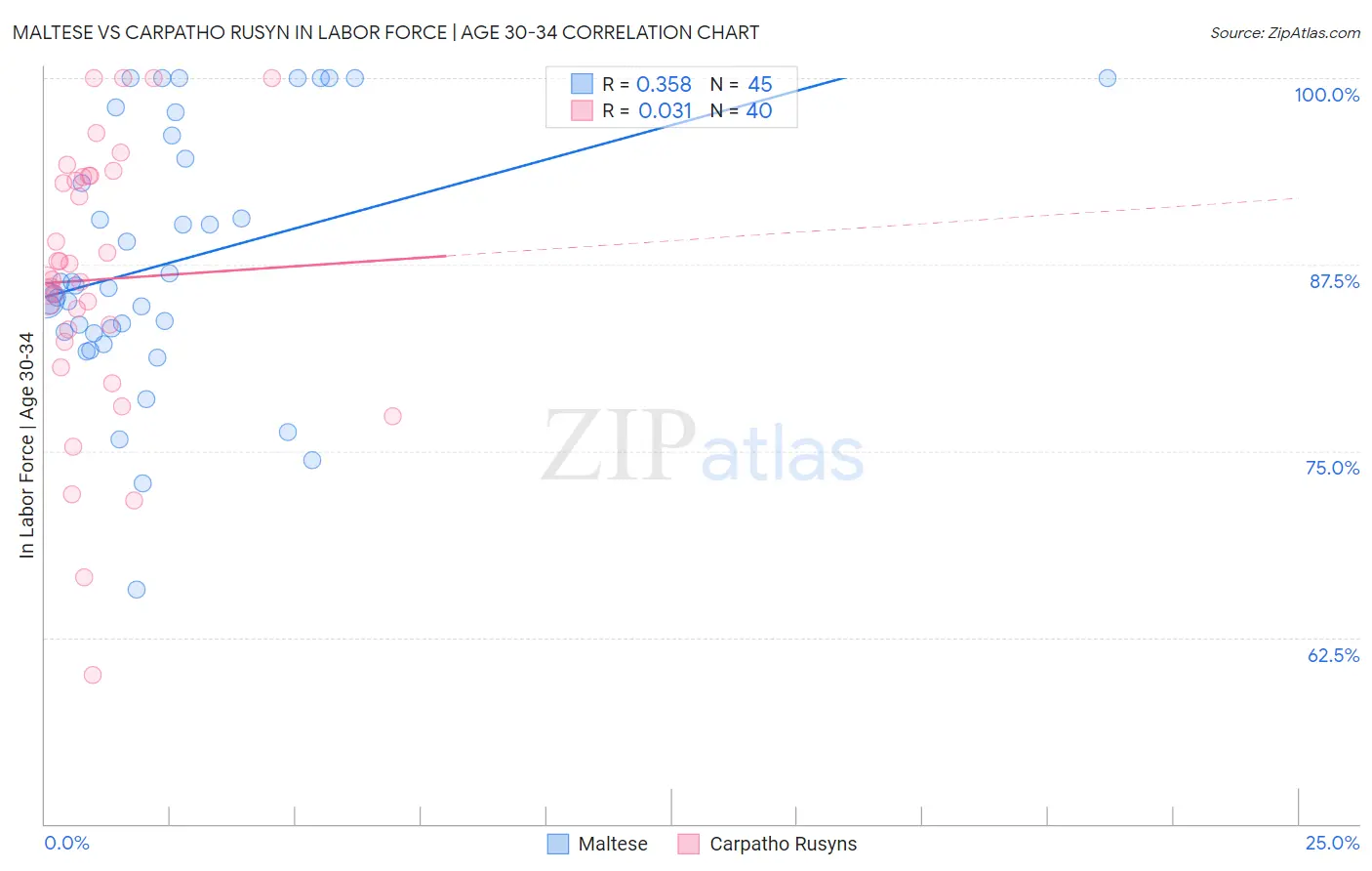 Maltese vs Carpatho Rusyn In Labor Force | Age 30-34