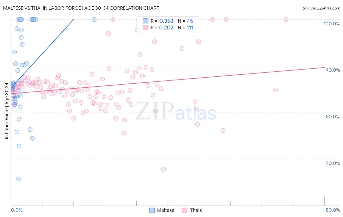 Maltese vs Thai In Labor Force | Age 30-34