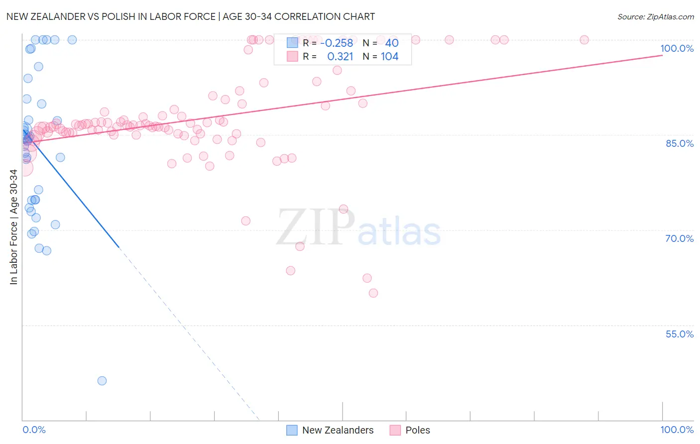 New Zealander vs Polish In Labor Force | Age 30-34