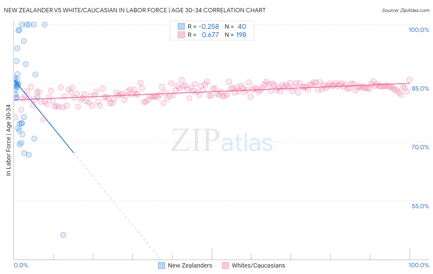 New Zealander vs White/Caucasian In Labor Force | Age 30-34