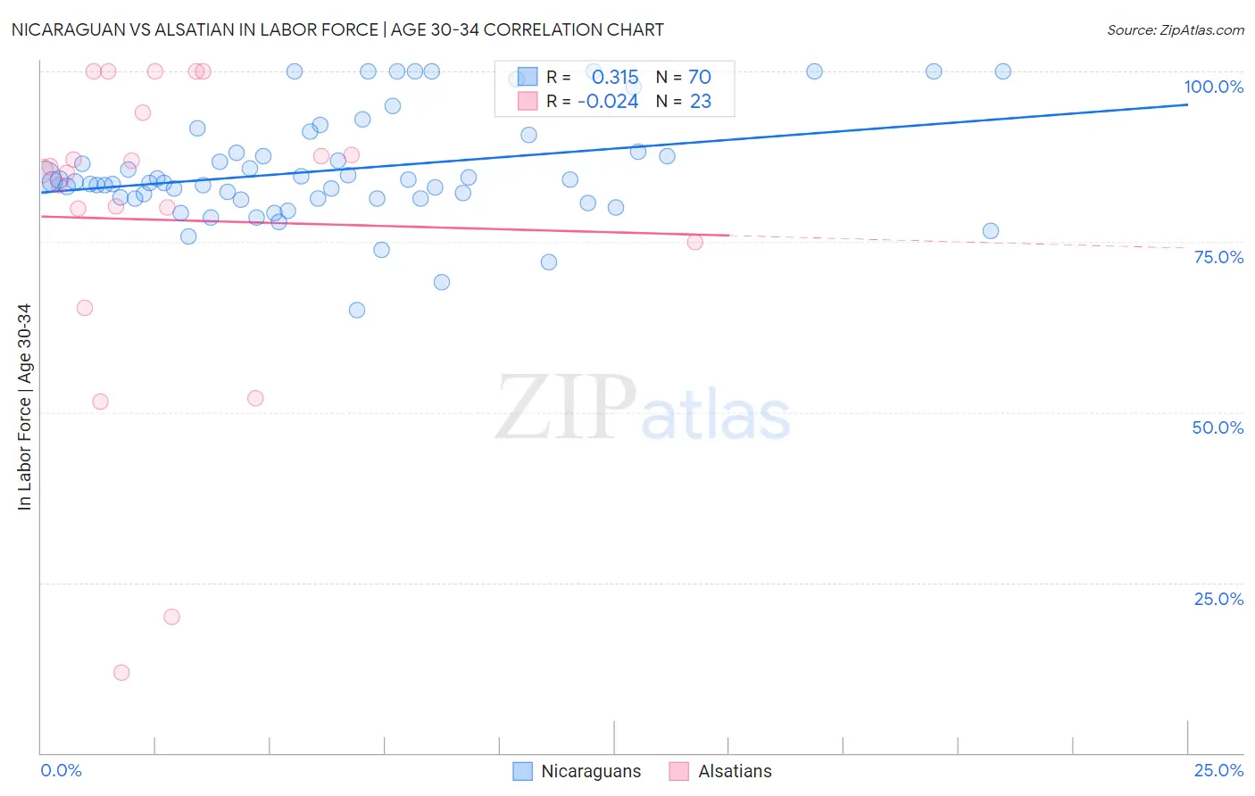 Nicaraguan vs Alsatian In Labor Force | Age 30-34