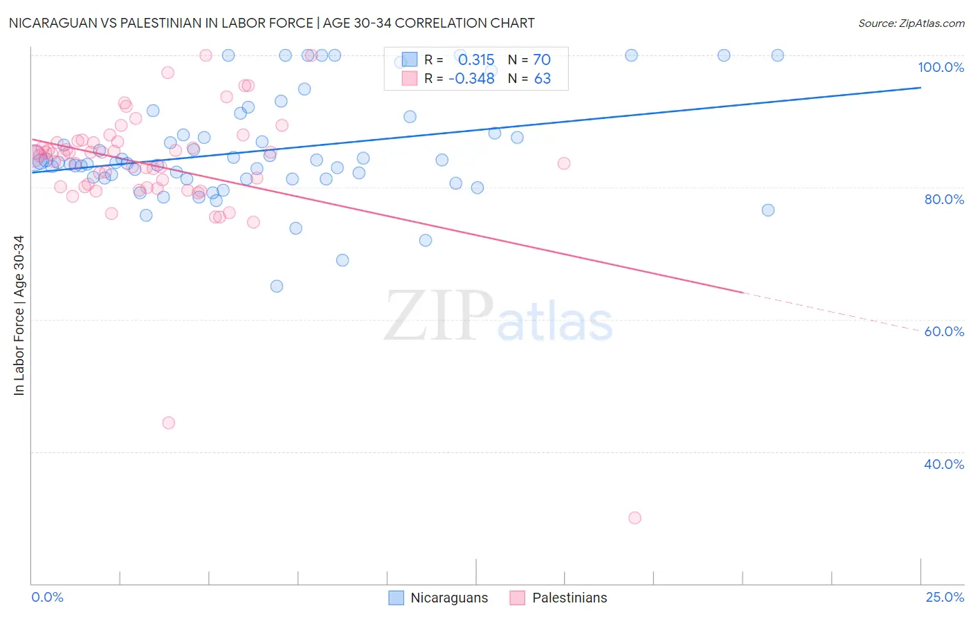 Nicaraguan vs Palestinian In Labor Force | Age 30-34