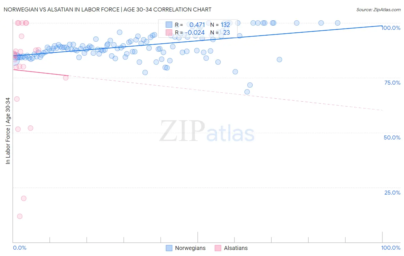 Norwegian vs Alsatian In Labor Force | Age 30-34