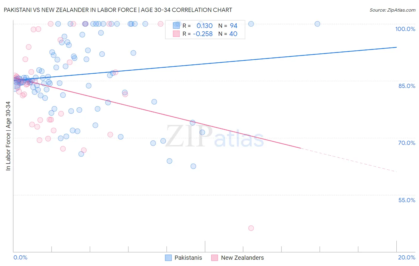 Pakistani vs New Zealander In Labor Force | Age 30-34