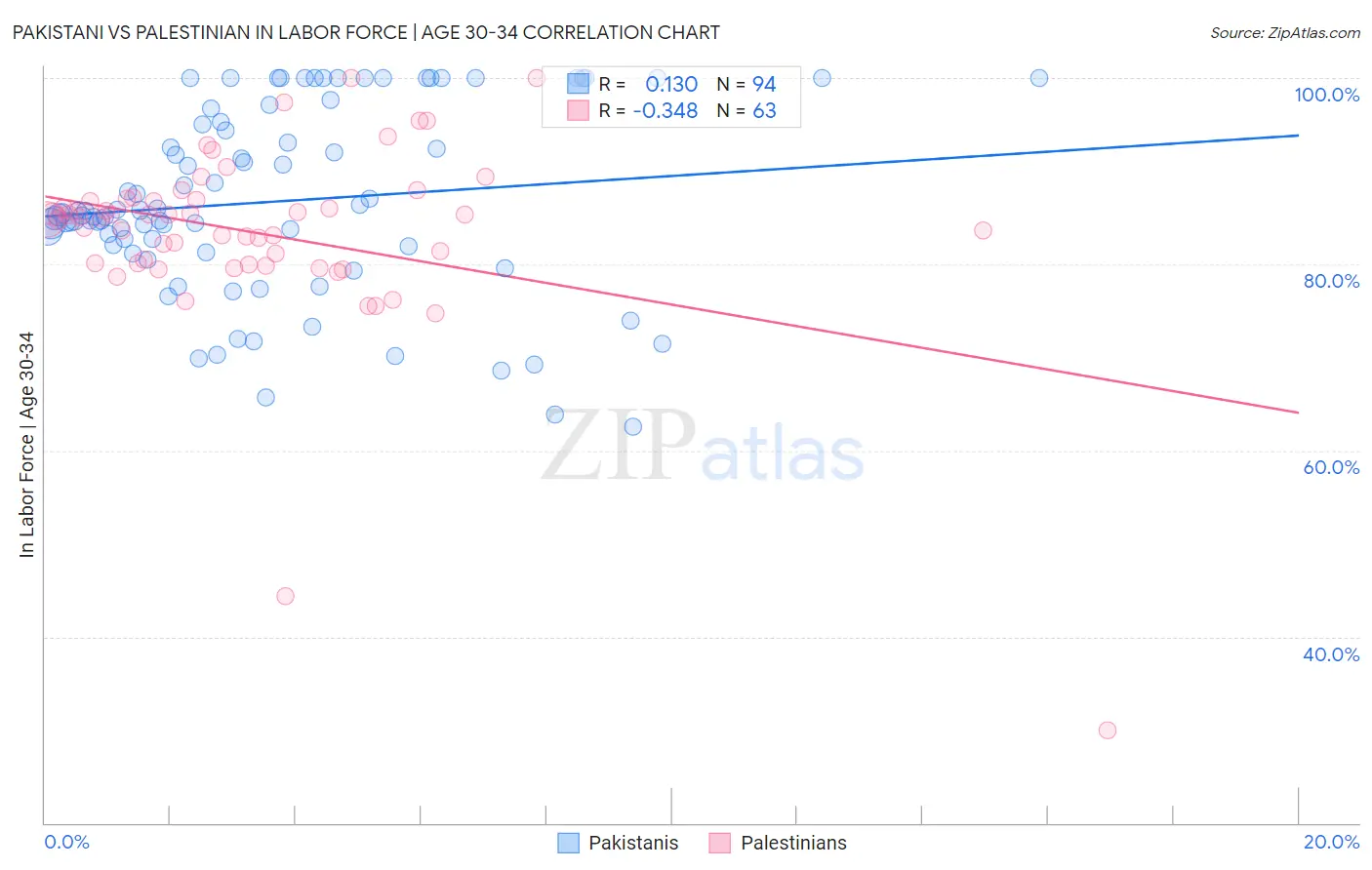 Pakistani vs Palestinian In Labor Force | Age 30-34