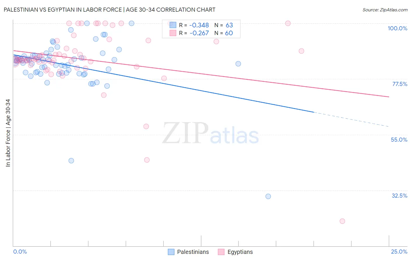 Palestinian vs Egyptian In Labor Force | Age 30-34