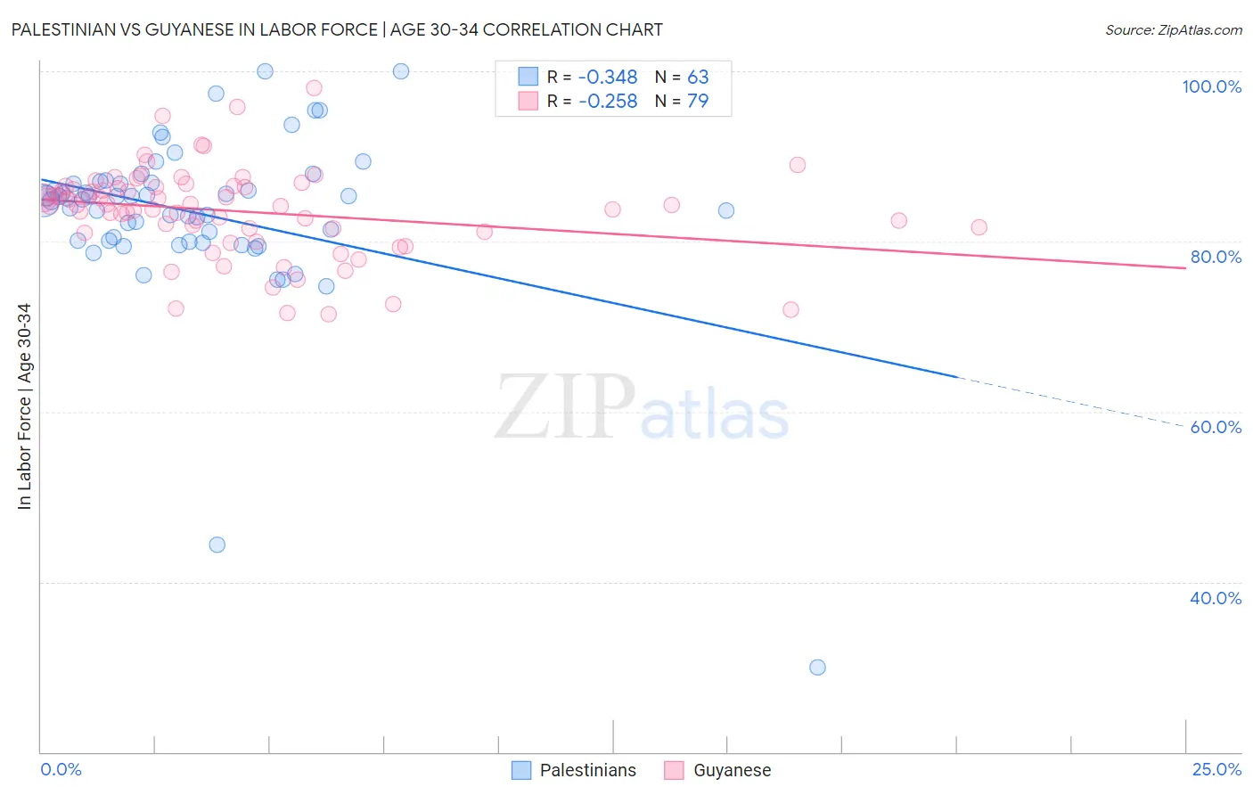 Palestinian vs Guyanese In Labor Force | Age 30-34